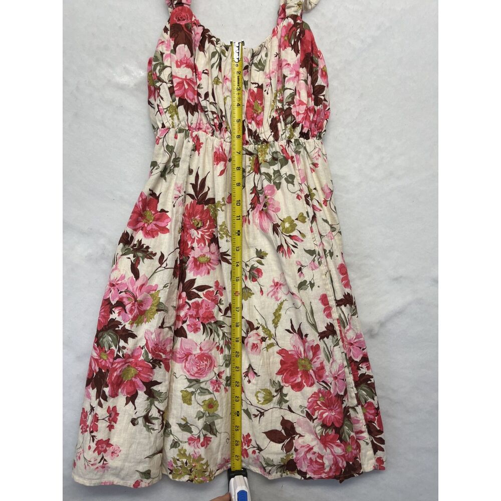 NWT Abercrombie & Fitch Babydoll Mini Dress Puff Strap cotton linen large tall - Picture 4 of 6